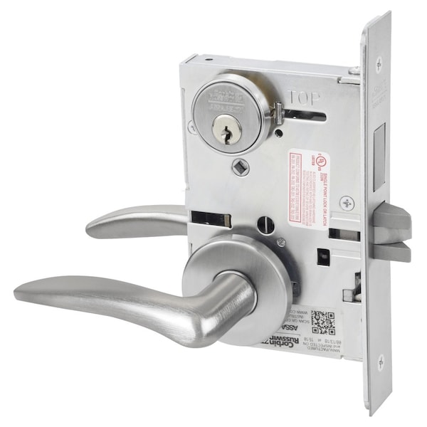 Store Door Mortise Lock, DS Lever, A Rose, Satin Chrome